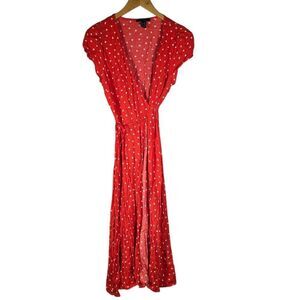 Forever 21 Red Heart Pattern Wrap Dress